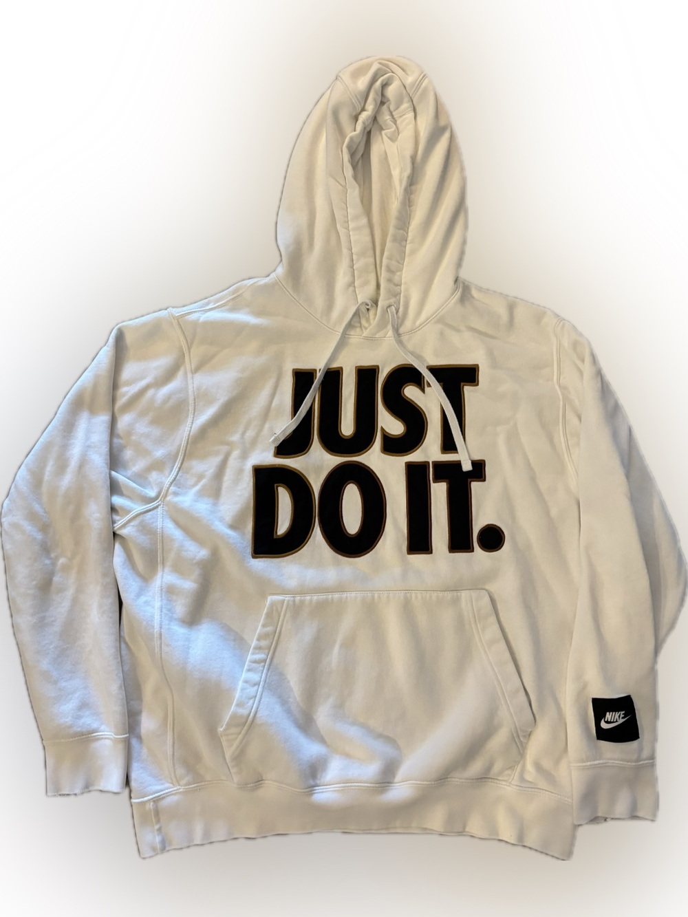 Nike Just Do It White Pullover Hoodie Embroidered Logo – Size Large